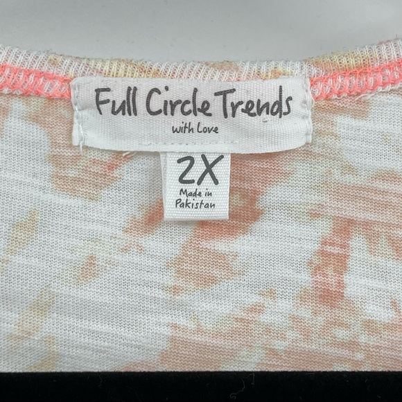 Full Circle Trends Tank Top 2X Pink White Peach with Love Tie Dye - Picture 3 of 6